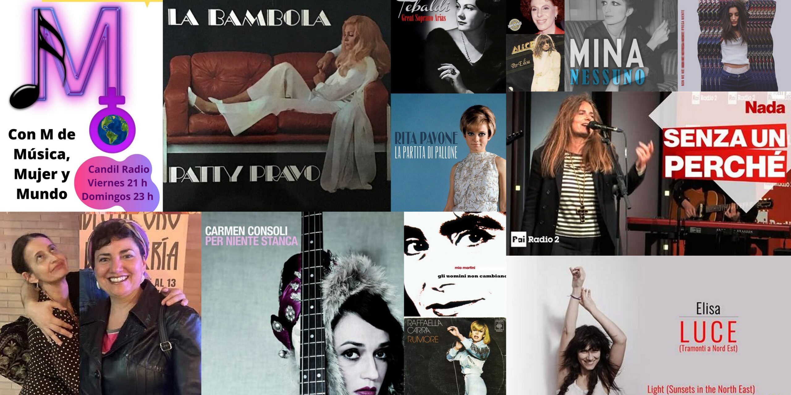 En este ducentésimo sexagésimo quinto programa estoy acompañada por una amiga y fiel escuchante del programa que vivió durante un curso en Bari, Italia y es una enamorada de la cultura italiana, especialmente del cine y la música de los años 60. Ella es Elisa, profesora de Lengua española y Literatura en Secundaria y Bachillerato y aficionada a la farándula, con especial predilección por la interpretación. Hoy nos trae una bella selección de canciones italianas hechas por mujeres.