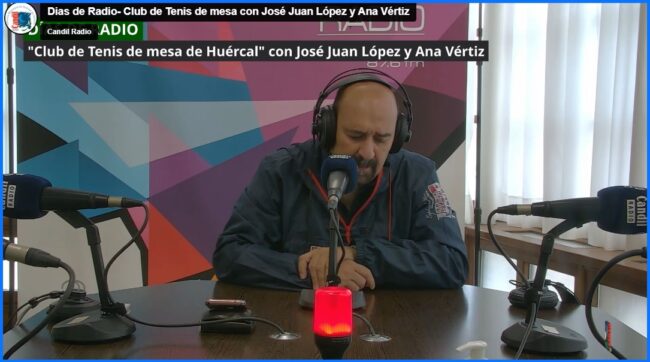 Jose Juan Tenis de mesa Encuentro especial en nuestros Días de Radio, con el Club de Tenis de mesa de Huércal como hilo conductor, repasando trayectoria de Ana Vértiz + José Juan López con balance de III Circuito Andaluz y mirando al futuro próximo + Almécija, en Candil.