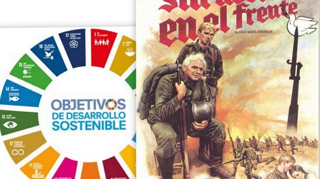 Bienvenidas y bienvenidos al tercer programa del podcast LOS OBJETIVOS DEL MILANO, realizado por las alumnas y alumnos de la asignatura Proyectos Transversales de Educación en Valores de 1º de Bachillerato B. En el programa de hoy vamos a analizar la película “Sin novedad en el frente” y qué relación tiene con los Objetivos de Desarrollo Sostenible de la agenda 2030 de la ONU.